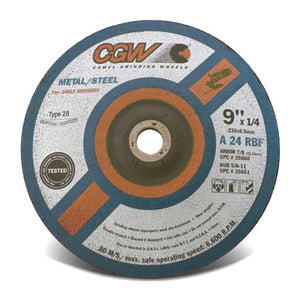 Economy Aluminum Oxide Wheel – Type 28 9" Grit: 24